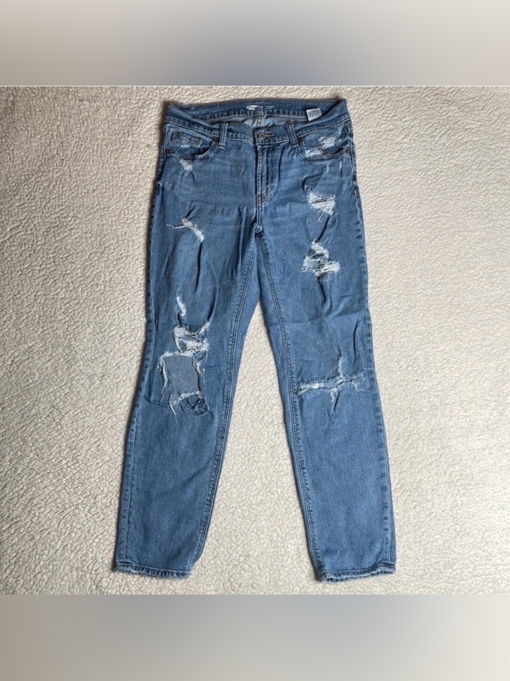 Old Navy Denim Jeans Boyfriend Mid-rise Size 4 Ripped Distressed